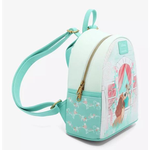 NWT Loungefly Disney Lady And The Tramp Window Kiss Mini Backpack - Picture 2 of 6
